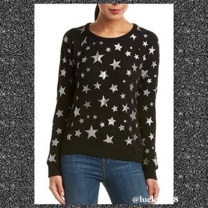 Chaser Black Metallic Silver Stars Pullover Sz S
